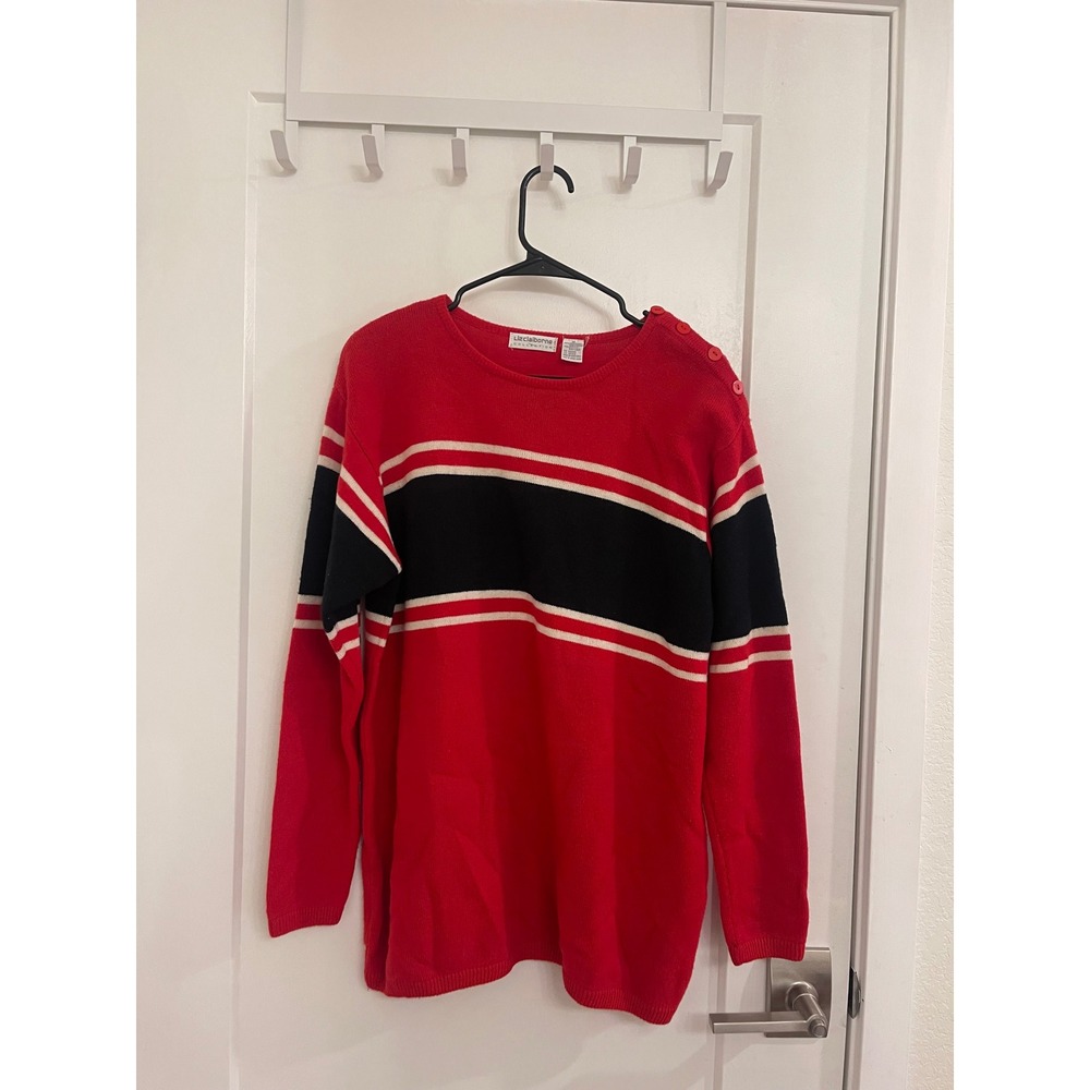 Vintage Wool Blend Rugby Style Liz Claiborne Grandpacore‎ Sweater